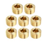 TA-VIGOR Brass Pipe Plug Fittings, 1/8NPT Male Thread Hex Countersunk Plugs, Internal Head Socket Fittings for HVAC, Plumbing, Water, Oil, Air Systems - 8PCS