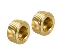 TA-VIGOR Brass Pipe Plug Fittings, 3/4NPT Male Thread Hex Countersunk Plugs, Internal Head Socket Fittings for HVAC, Plumbing, Water, Oil, Air Systems - 2PCS
