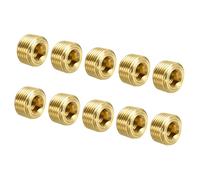 TA-VIGOR Brass Pipe Plug Fittings, 3/8NPT Male Thread Hex Countersunk Plugs, Internal Head Socket Fittings for HVAC, Plumbing, Water, Oil, Air Systems - 10PCS