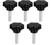 TA-VIGOR Clamping Screw Knob Star Shaped M10 x 45mm, 38mm Dia Plum Hex Shaped Plastic Head Clamping Knob Male Thread Grips 5Pcs