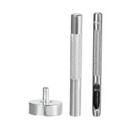 TA-VIGOR Eyelet Hole Punch Die Tool 5mm 3/16 Inch Metal Grommet Setter Kit with Top and Bottom Die for Fabric Leather Clothes DIY Crafts Sewing Accessories Silver Tone
