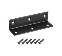 TA-VIGOR Heavy Duty L Brackets, 27x27x100mm Black Stainless Steel Corner Braces, 90 Degree Brackets with Screws, Metal Support Bracket Plates for Shelves Furniture 4 Pcs