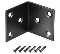 TA-VIGOR Heavy Duty L Brackets, 40x40x40mm Black Stainless Steel Corner Braces, 90 Degree Brackets with Screws, Metal Support Bracket Plates for Shelves Furniture 8 Pcs