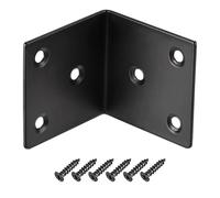 TA-VIGOR Heavy Duty L Brackets, 50x50x50mm Black Stainless Steel Corner Braces, 90 Degree Brackets with Screws, Metal Support Bracket Plates for Shelves Furniture 4 Pcs