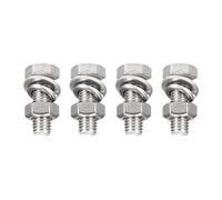 TA-VIGOR M10 x 30mm Stainless Steel Hex Bolts and Nuts Set, 4PCS Fully Threaded Hex Head Screws with Nuts, Flat Washers & Lock Washers, 304 Stainless Steel Assortment Kit for Machinery, Equipment