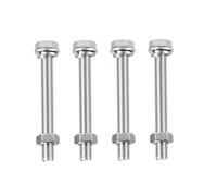 TA-VIGOR M10 x 90mm Stainless Steel Hex Bolts and Nuts Set, 4PCS Fully Threaded Hex Head Screws with Nuts, Flat Washers & Lock Washers, 304 Stainless Steel Assortment Kit for Machinery, Equipment