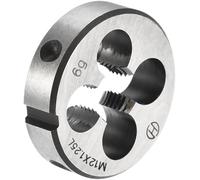 TA-VIGOR M12 x 1.25 Left Hand Threading Die, Alloy Tool Steel Metric Adjustable Round Die for Processing, Correcting or Cleaning External Threads (Metal, Plastic)