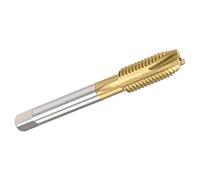TA-VIGOR M12 x 1.75mm Spiral Point Plug Thread Tap, Thread Milling Tap with H2 Tolerance 3 Flutes Ground Threads, HSS Titanium Coated (Round Shank with Square End)
