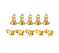 TA-VIGOR M2 Small Phillips Brass Wood Screws 6mm, Cross Flat Head Gold Plated Self Tapping Screw for Wood, Dollhouse, Jewelry Box, Guitar & Miniature Furniture 200pc