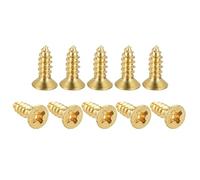 TA-VIGOR M3 Small Phillips Brass Wood Screws 10mm, Cross Flat Head Gold Plated Self Tapping Screw for Wood, Dollhouse, Jewelry Box, Guitar & Miniature Furniture 100pc