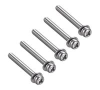 TA-VIGOR M4 Phillips Pan Head Bolts with Spring and Plain Washers 50mm, 304 Stainless Steel Cross Round Head Machine Screws for Heavy-duty Fastening 5pcs