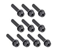 TA-VIGOR M4 Phillips Pan Head Bolts with Spring and Plain Washers 50mm, Carbon Steel Cross Round Head Machine Screws for Heavy-duty Fastening 10pcs