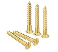 TA-VIGOR M5.5 x 40mm Brass Wood Screws, 15PCS Flat Head Self Tapping Screws