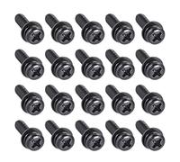 TA-VIGOR M5 Phillips Pan Head Bolts with Spring and Plain Washers 16mm, Carbon Steel Cross Round Head Machine Screws for Heavy-duty Fastening