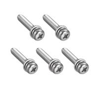 TA-VIGOR M5 Phillips Pan Head Bolts with Spring and Plain Washers 25mm, 304 Stainless Steel Cross Round Head Machine Screws for Heavy-duty Fastening 5pcs