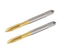 TA-VIGOR M5 x 0.8mm Spiral Point Plug Thread Tap, HSS Titanium Coated Thread Milling Tap with H2 Tolerance, 3 Flutes Ground Threads(Round Shank with Square End) 2Pcs