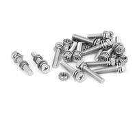 TA-VIGOR M5 x 25mm Stainless Steel Hex Head Bolts Nuts Washers Set, Silver Tone Fastener Kit for DIY, Machinery Repair Equipment Assembly 3D Printing Projects, 15 Sets
