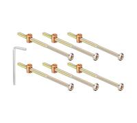 TA-VIGOR M6 x 110mm Furniture Bolts and Barrel Nuts Set with Hex Socket Head Screws and M4 Wrench, Bronze Finish Bed Cot Frame Fixing Kit for Chairs Cabinets Bunk Beds
