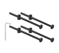 TA-VIGOR M6 x 120mm Furniture Bolts and Barrel Nuts Set with Hex Socket Head and M4 Wrench, 4Pcs Bed Frame Screws Kit for Chairs Tables Cabinets, Black Carbon Steel Fasteners