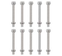 TA-VIGOR M6 x 65mm Stainless Steel Hex Bolts and Nuts Set, 10PCS Fully Threaded Hex Head Screws with Nuts, Flat Washers & Lock Washers, 304 Stainless Steel Assortment Kit for Machinery, Equipment