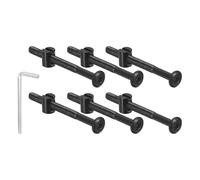 TA-VIGOR M6 x M65mm Furniture Bolts and Barrel Nuts Set with Hex Socket Head and M4 Wrench, 10Pcs Bed Frame Screws Kit for Chairs Tables Cabinets, Black Carbon Steel Fasteners