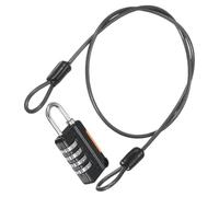 TA-VIGOR Security Steel Cable with 4 Digit Combination Lock, 1.6Ft Coated Safety Wire Rope Padlock with Double Loop, Flexible Luggage Lock for Outdoor Travel, Suitcase and Baggage, Black