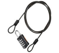 TA-VIGOR Security Steel Cable with 4 Digit Combination Lock, 3Ft Coated Safety Wire Rope Padlock with Double Loop, Flexible Luggage Lock for Outdoor Travel, Suitcase and Baggage, Black