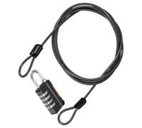 TA-VIGOR Security Steel Cable with 4 Digit Combination Lock, 5Ft Coated Safety Wire Rope Padlock with Double Loop, Flexible Luggage Lock for Outdoor Travel, Suitcase and Baggage, Black