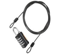 TA-VIGOR Security Steel Cable with 4 Digit Combination Lock, 6.5Ft Coated Safety Wire Rope Padlock with Double Loop, Flexible Luggage Lock for Outdoor Travel, Suitcase and Baggage, Black