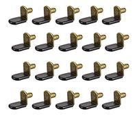 TA-VIGOR Shelf Support Pegs L Shaped 6mm, 20Pcs Metal Support Bracket Pegs with Hole for Cabinet Wardrobe Furniture Closet Shelf with Rubber Sleeve