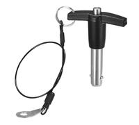 TA-VIGOR T Handle Lock Pins, 12mm Dia 30mm Length Stainless Steel Push-Button Quick Release Ball Locking Pin with Lanyard Cable for Speaker Aviation Gym Machine