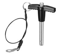 TA-VIGOR T Handle Lock Pins, 8mm Dia 40mm Length Stainless Steel Push-Button Quick Release Ball Locking Pin with Lanyard Cable for Speaker Aviation Gym Machine