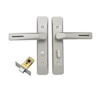 TA-VIGOR Victorian Scroll Lever Latch Door Handles, Privacy Door Handle Set with 30mm Flat Tongue Mortise Lock, Silver Lever Latch Door Handles for Bathroom Bedroom Internal Wooden Doors [1 Pair]