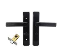 TA-VIGOR Victorian Scroll Lever Latch Door Handles, Privacy Door Handle Set with 35mm Flat Tongue Mortise Lock, Black Lever Latch Door Handles for Bathroom Bedroom Internal Wooden Doors [1 Pair]