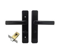 TA-VIGOR Victorian Scroll Lever Latch Door Handles, Privacy Door Handle Set with 40mm Flat Tongue Mortise Lock, Black Lever Latch Door Handles for Bathroom Bedroom Internal Wooden Doors [1 Pair]