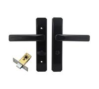 TA-VIGOR Victorian Scroll Lever Latch Door Handles, Privacy Door Handle Set with 45mm Flat Tongue Mortise Lock, Black Lever Latch Door Handles for Bathroom Bedroom Internal Wooden Doors [1 Pair]