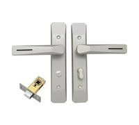TA-VIGOR Victorian Scroll Lever Latch Door Handles, Privacy Door Handle Set with 45mm Flat Tongue Mortise Lock, Silver Lever Latch Door Handles for Bathroom Bedroom Internal Wooden Doors [1 Pair]