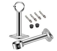 TA-VIGOR Wardrobe Pipe Bracket 25mm Dia, 2Pcs Ceiling Mounting Rail Rod 250mm Height, Shower Curtain Closet Wardrobe Rod Lever Support Holder Pipe Flange Socket
