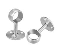 TA-VIGOR Wardrobe Pipe Bracket 25mm Dia, 2Pcs Wall Mounted Rail Rod 65mm Height, Shower Curtain Closet Wardrobe Rod Lever Support Holder Pipe Flange Socket