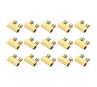 TA-VIGOR Wire Rope Cable Clamp, Stainless Steel M3 Double Hole Wire Rope Clips, Adjustable wire Clamps with End Screw Stopper, 3.0mm Line Hole, Gold Tone 15PCS