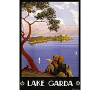 TA26 Vintage 1920's Lake Garda Italian Italy Travel Poster Re-Print - A4 (297 x 210mm) 11.7" x 8.3"