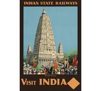 TA60 Vintage Visit India Budh Gaya Indian Railways Travel Poster Re-Print - A3 (432 x 305mm) 16.5" x 11.7"