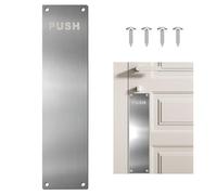 Taaizau Brushed Sliver 12" x 3" Vertical Door Plate with "Push" Sign, Stainless Steel Scratch Protection Kickplate for Interior/Exterior Doors