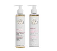 TAAJ Double Cleansing Set: Cleansing Oil & Micellar Milk (2x200ml) | Removes Makeup & Soothes | Rosehip, Castor Oil & Aloe Vera | Vegan Facial Care Set, Made in France