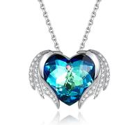 TAANAA Original Design Devil Wings & Heart Crystal Pendant Necklace 925 Sterling Silver Austrian Crystal Necklace Wedding Jewellery Accessories Valentine's Day Gift Medium