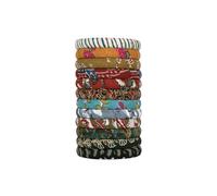 Taasha Craft Meraki Vibrant Colour Printed Fabric Bangles, Handcrafted Cotton Thread Bangle Set Women & Girls (12 Bangles), Size 2.10, Plastic & Cotton Embroidery, Cotton Thread Embroidered