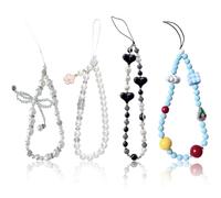 Taasmoog 4PCS Boho Beaded Charm Straps, Handmade Glass Seed Beads Strap Wrist strap for Cute Aesthetic Cell Phone Accessories for Women Girls