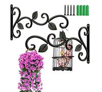 Taasmoog Iron Plant Hanger, 2 Pcs Hanging Basket Brackets Plant Hooks Hanging Brackets Hooks for Garden Baskets Lanterns Lawn Lights Flower Pots Black Hanging Brackets