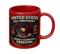 Taazza Patriottica - American Taazza 350ml | 250a Commemorative Cup, 1776-2026 Ceramic Mugs, American Flag Commemorative Mugs Coffee Mugs for Men, History Enthusiast,