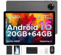 TAB A9+ 2025 Android 16 Tablet with Gemini AI, 11 Inch 8580mAh Tablet With Keyboard, T7200 Octa Core Android Tablets, 20GB+64GB / 2TB Tablets With Pen, 13+5MP, 2 Speakers, Mouse & Case